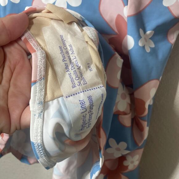 Esther Williams ModCloth 10 One Piece Swim Dress Shorts Blue Chic Let Fun Bloom - Picture 9 of 13